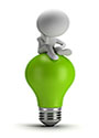 energy saving icon - person on green lightbulb